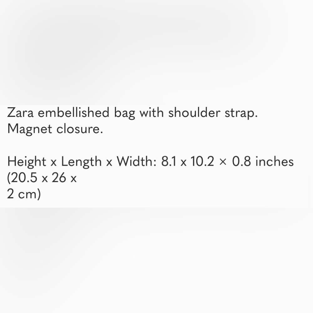 Zara pearl beaded embellished off white cream handbag purse with chain crossbody - Picture 7 of 7